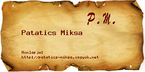 Patatics Miksa névjegykártya